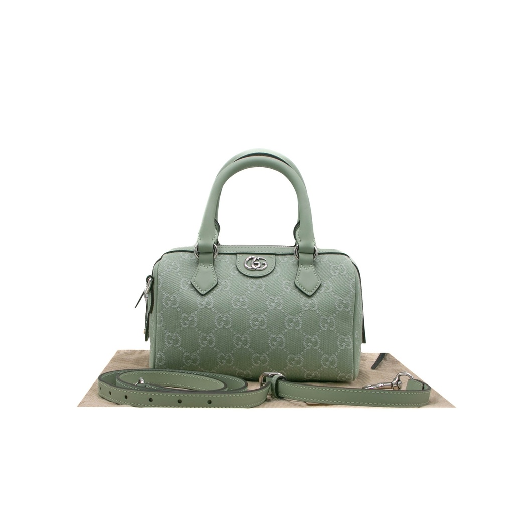 Gucci GG Supreme Light Green Canvas Mini Top Handle Bag 772053
