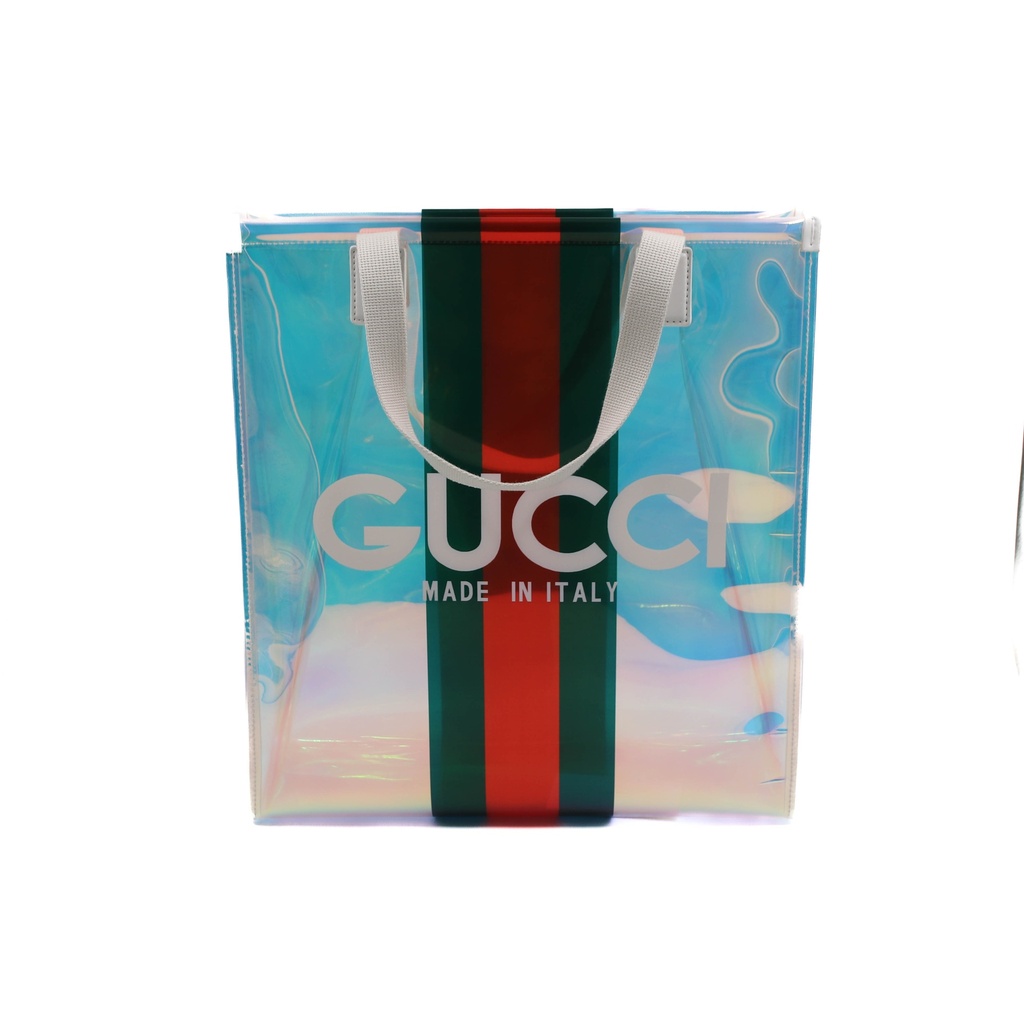 Gucci Small Transparent Tote Bag With Web 780150