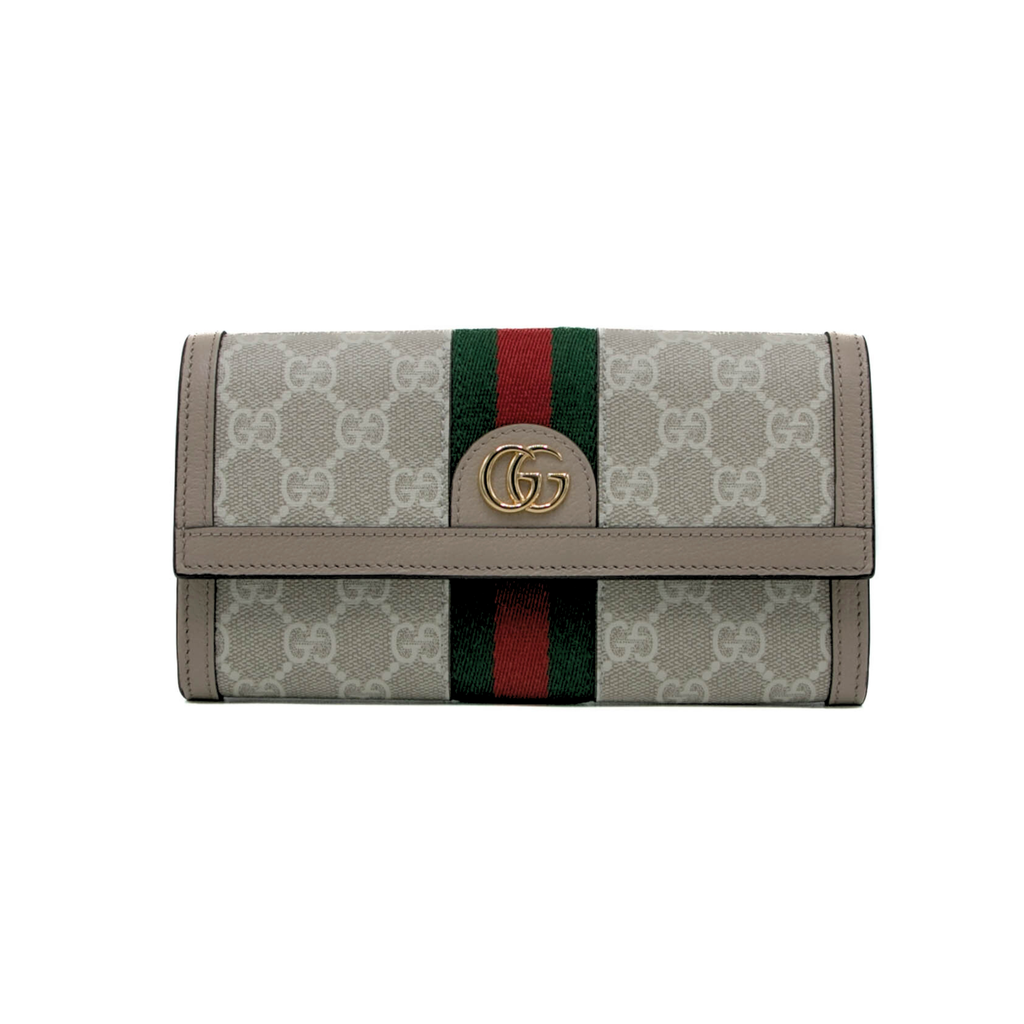Gucci GG Ophidia Continental Beige and White Wallet 523153.