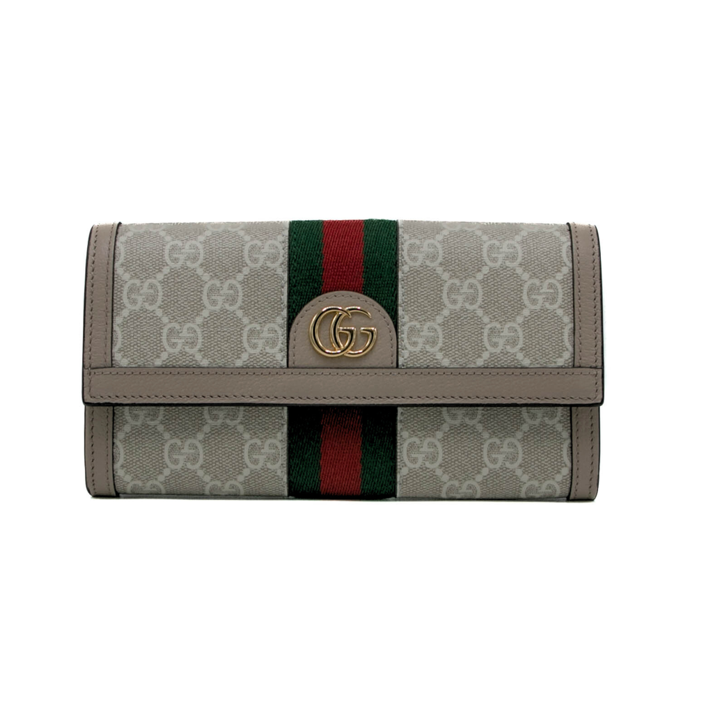 [Gucci-18907] Gucci GG Ophidia Continental Beige and White Wallet 523153