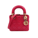 Christian Dior Lambskin Cannage Mini Lady Dior Fuchsia