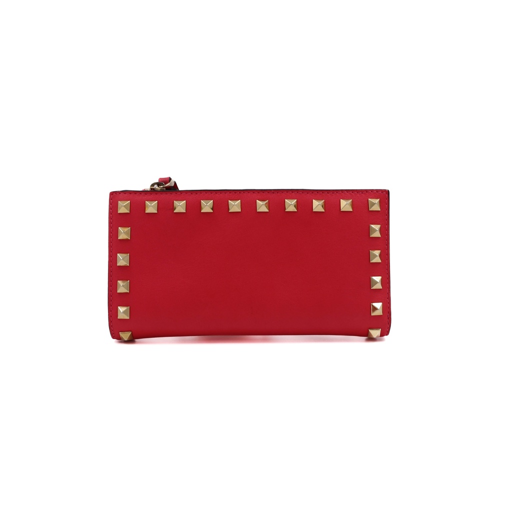Valentino Garavani Calfskin Rockstud Zip Around Wallet 