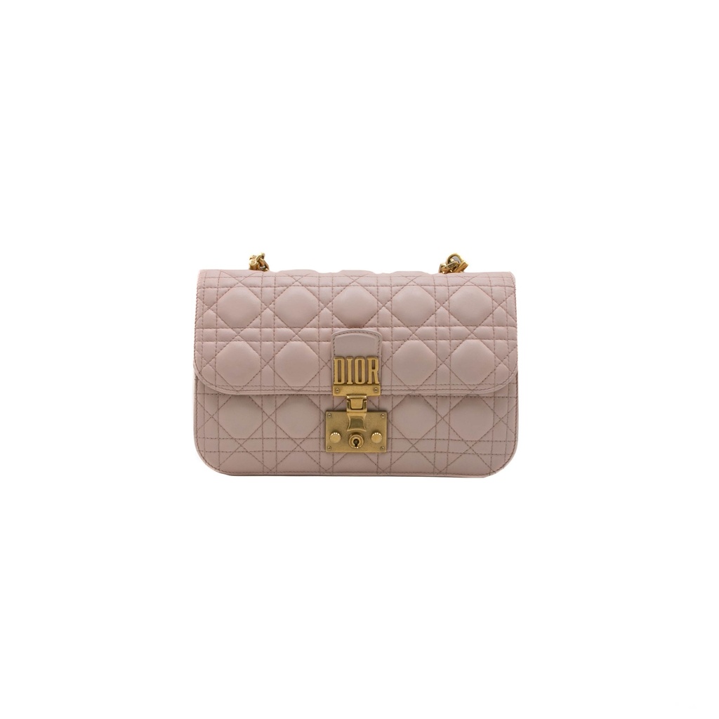 Christian Dior Lambskin Cannage Large Dioraddict Flap Rose Poudre