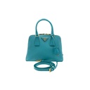 Prada Saffiano Lux Mini Promenade Tote Turchese
