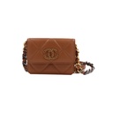 Chanel Lambskin Quilted Chanel 19 Flap Belt Bag Brown