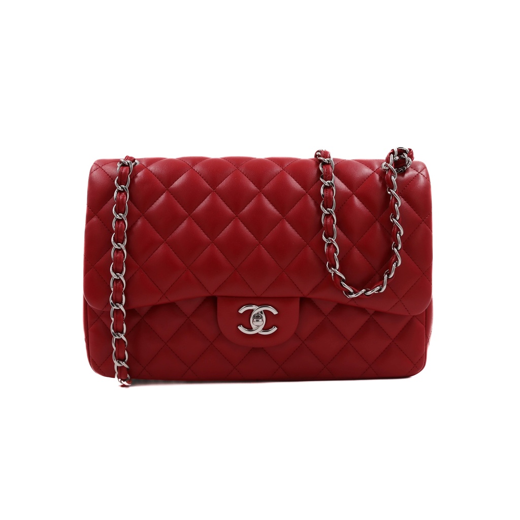 Chanel Caviar Quilted Jumbo Double Flap Red Bag