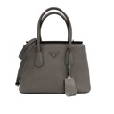 Prada Saffiano Cuir Small Double Bag Ardesia Black