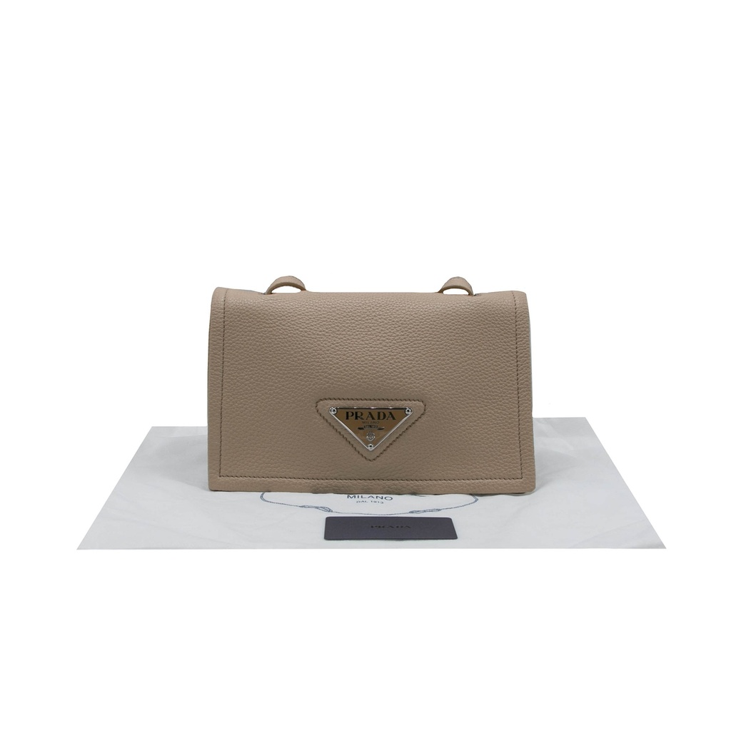 Prada Glace Crossbody Shoulder Bag Beige Leather