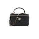 Chanel Matelasse Lambskin Chain Shoulder Bag Vanity Black