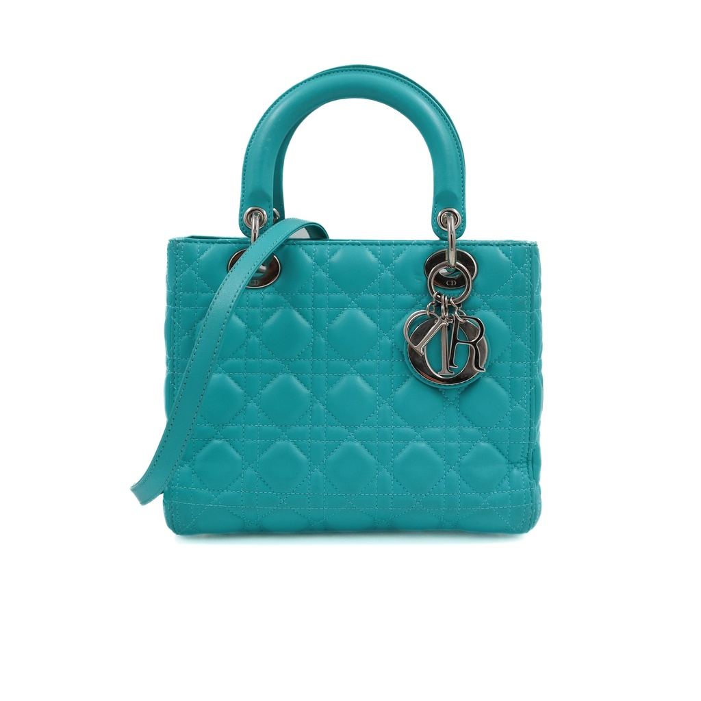 Christian Dior Lady Dior Cannage Leather 2 Way Handbag Green