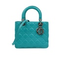 Christian Dior Lady Dior Cannage Leather 2 Way Handbag Green