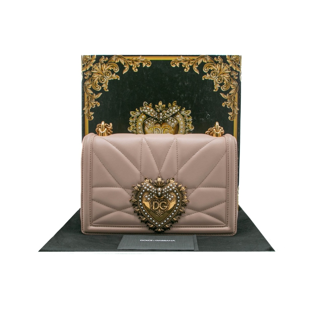 Dolce & Gabbana Faux Pearl Devotion Pink Handbag