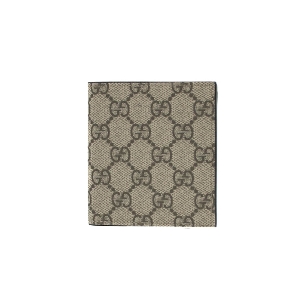 Gucci GG Emblem Bi-Fold Wallet In Beige And Dark Brown Fabric 821206