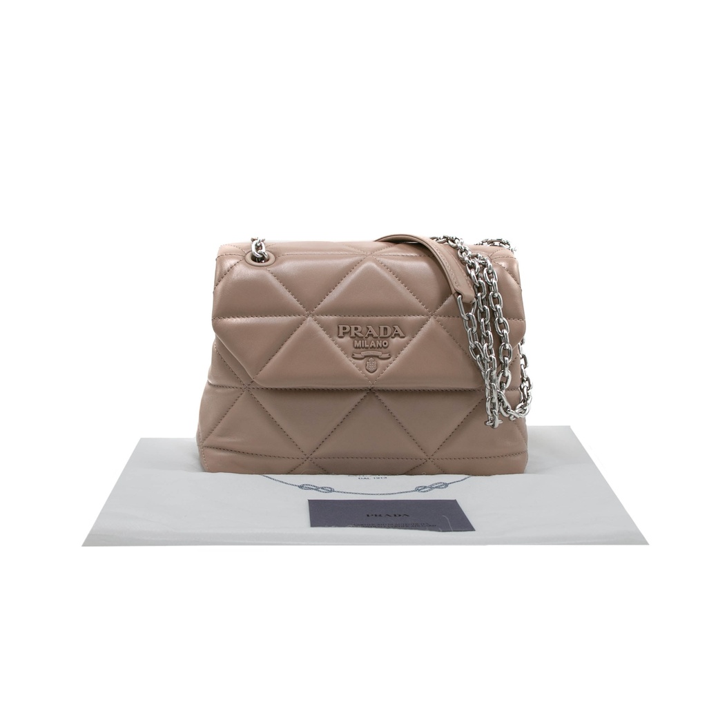 Prada Small Spectrum Nappa Leather Shoulder Bag Beige