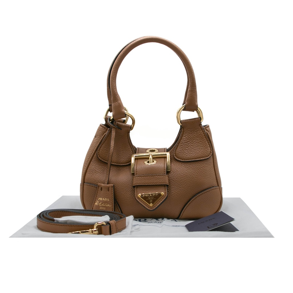 Prada Moon Padded Nappa Leather Brown Shoulder Bag