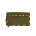 Valentino Rockstud Green Leather Clutch