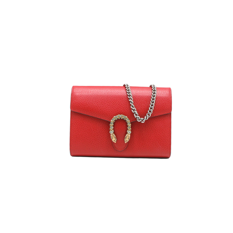 Gucci Calfskin Mini Dionysus Wallet on Chain Red 401231