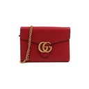 Gucci  Calfskin GG Marmont Chain Wallet Red
