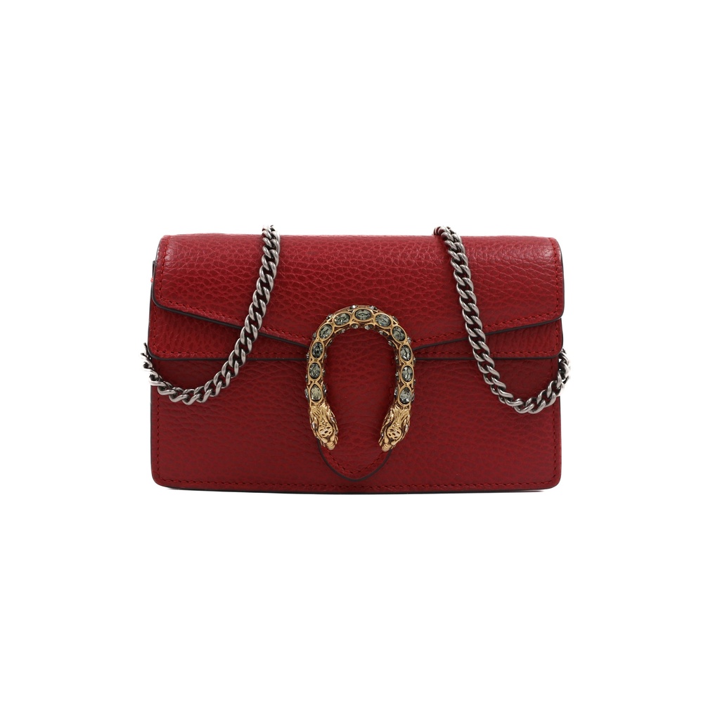 Gucci Red Super Mini Dionysus Leather Crossbody Bag Red