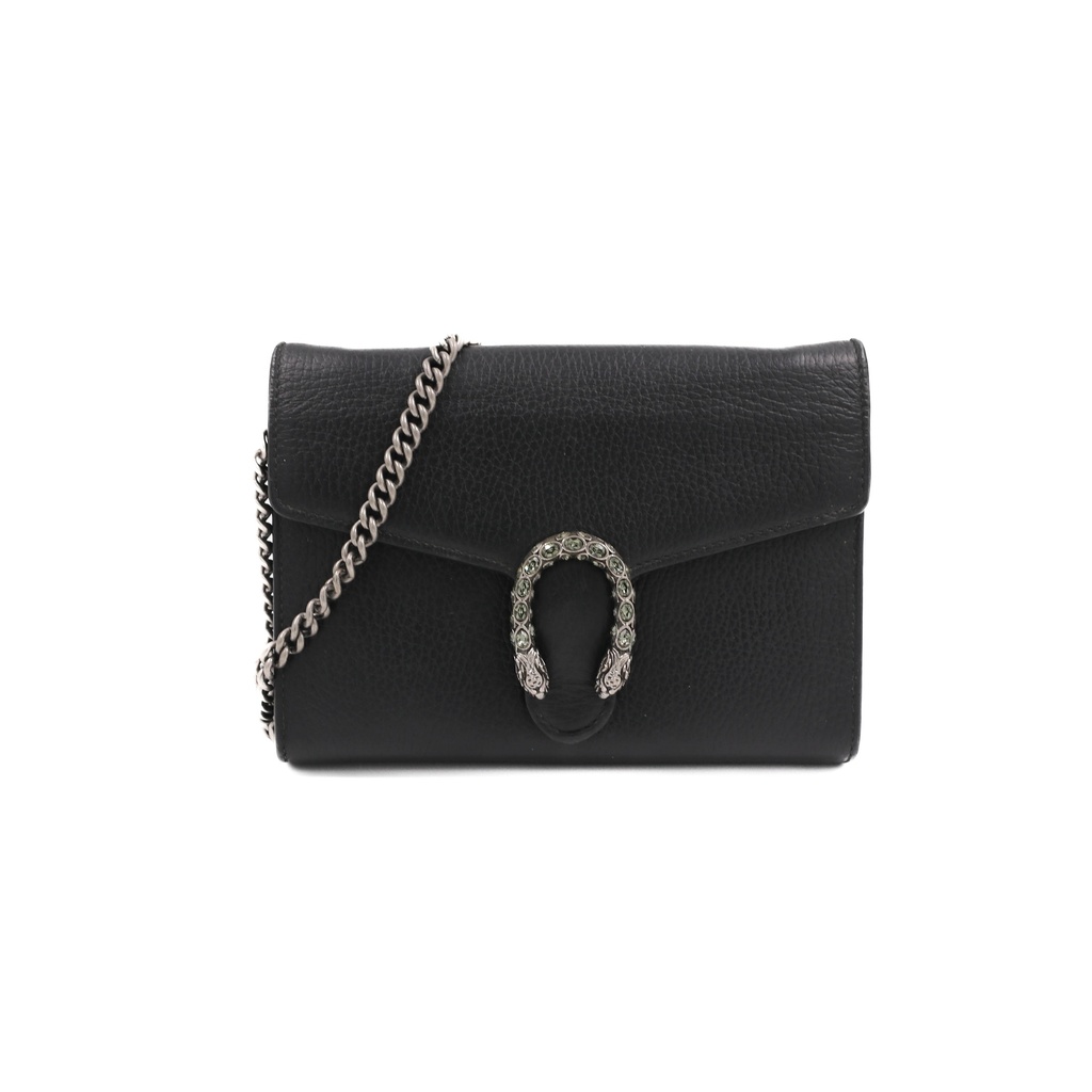 Gucci Black Grained Leather Dionysus Mini Chain Bag