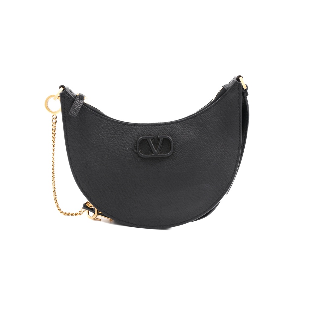 Valentino Vlogo Mini Leather Hobo Black Bag