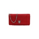 Christian Dior Grained Calfskin Diorama Wallet on Chain Pouch Red