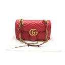 Gucci Calfskin Matelasse Small GG Marmont Shoulder Bag Hibiscus Red