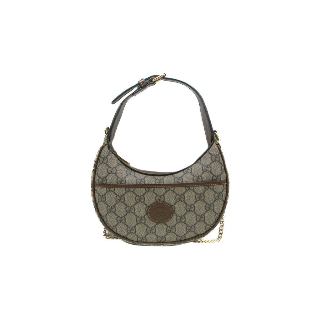 Gucci GG Half-Moon Shaped Mini Bag in Beige and Ebony 726843