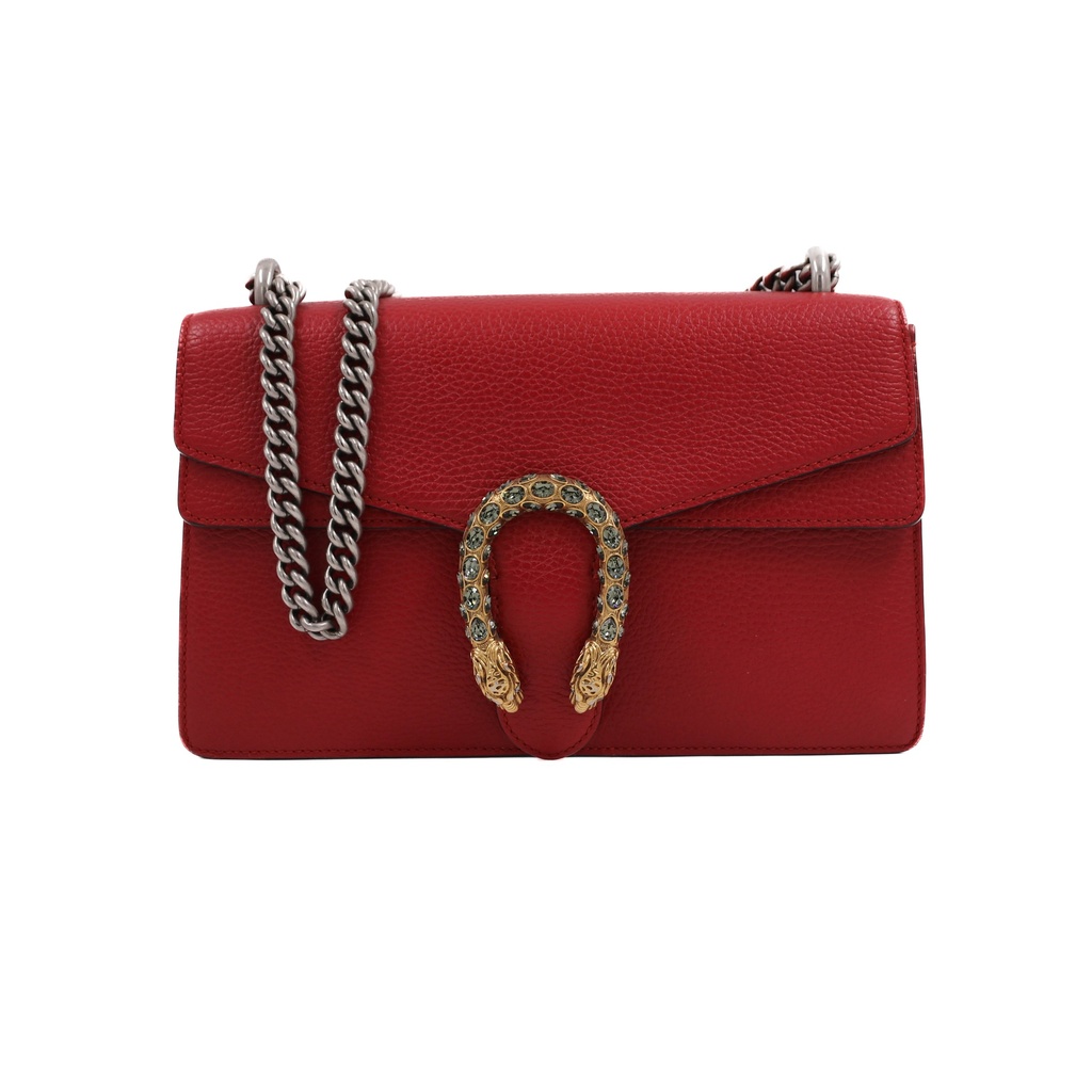 Gucci Dollar Calfskin Swarovski Crystal Small Dionysus Shoulder Bag Hibiscus Red
