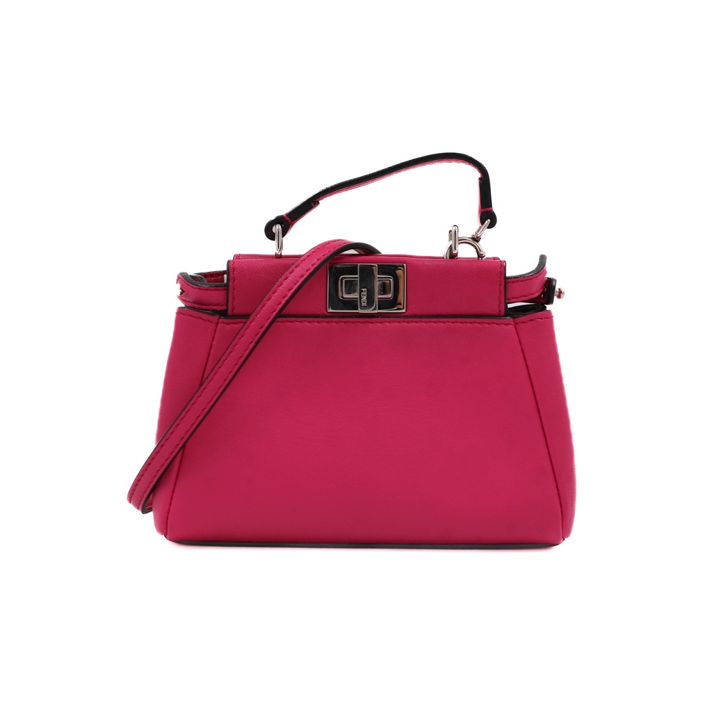 Fendi Fuchsia Leather Micro Peekaboo Crossbody Bag