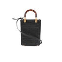 Fendi Vitello FF Embossed Mini Fendi Sunshine Shopper Tote Black