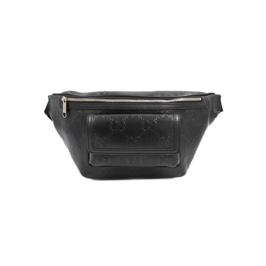 Gucci Calfskin GG Tennis Embossed Pocket Belt Bag Black