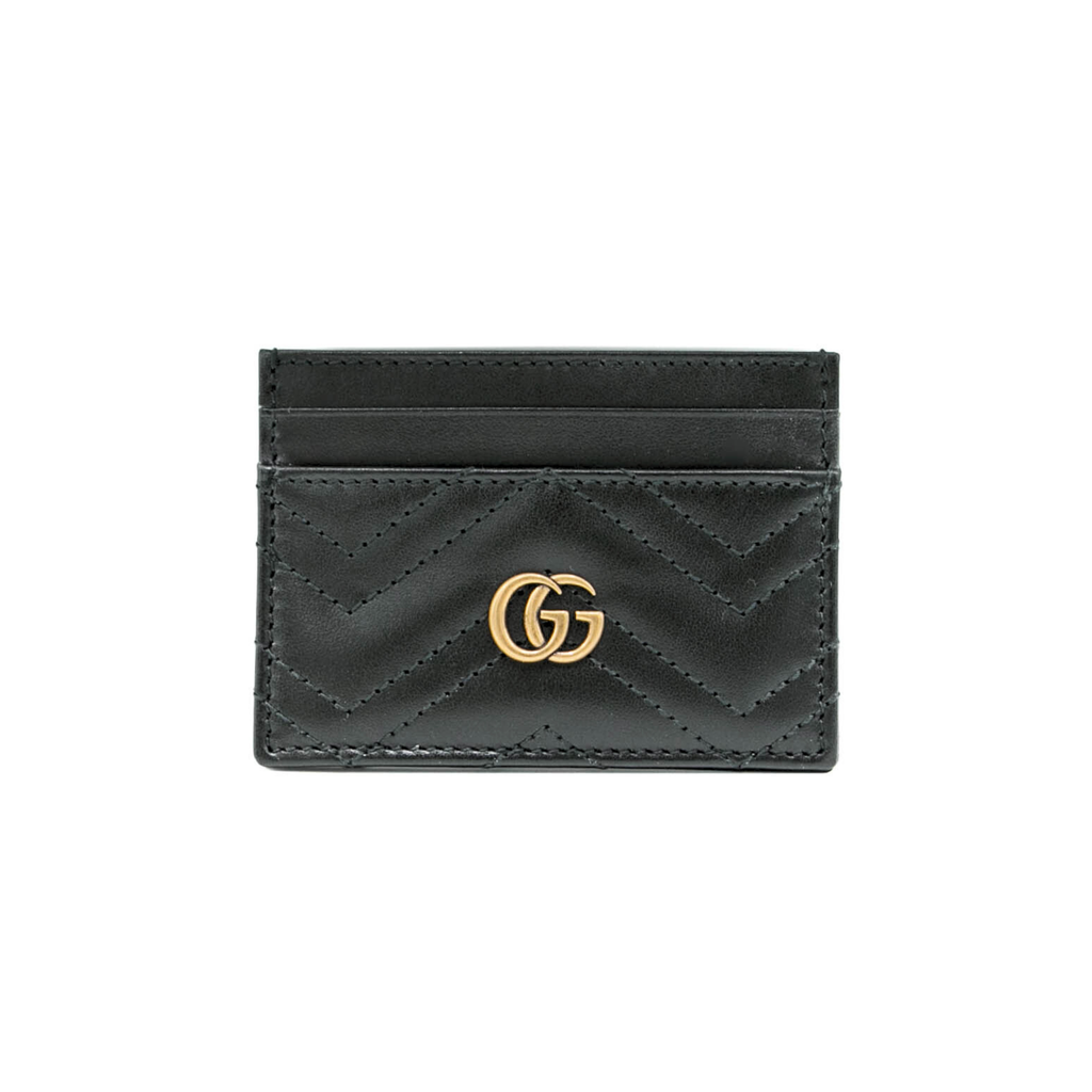 Gucci GG Matelasse Chevron Marmont Card Case Black 443127