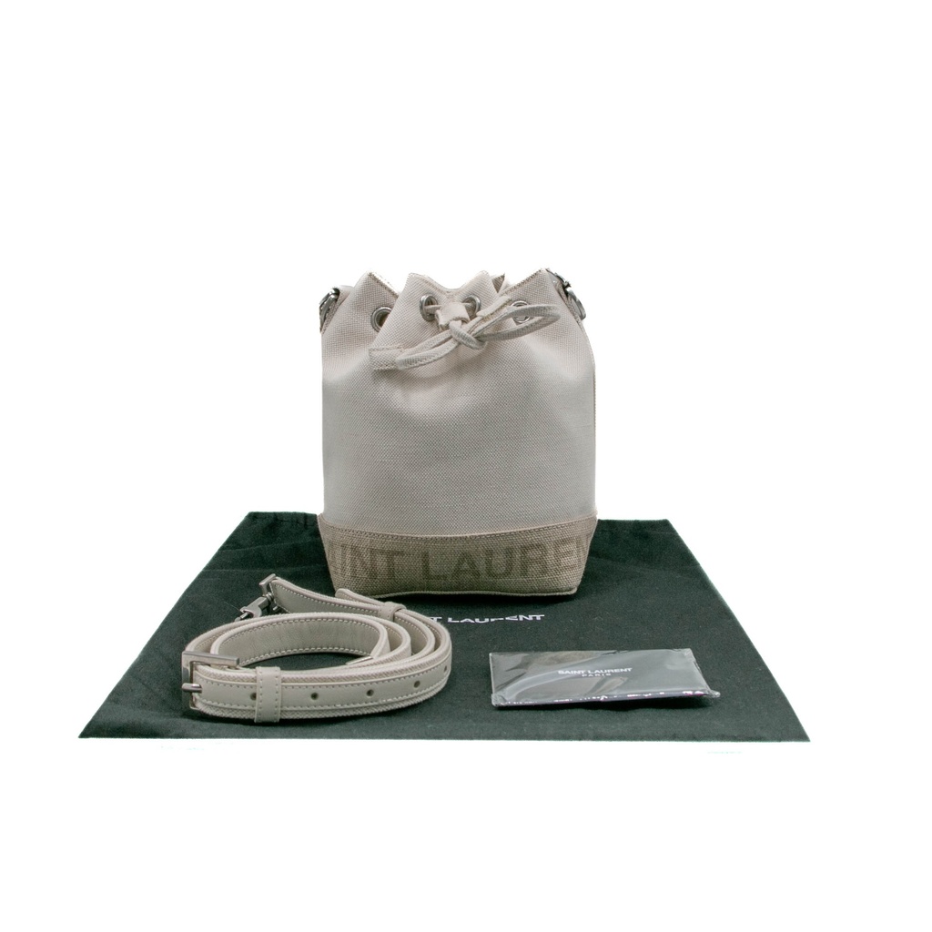 Saint Laurent Canvas Rive Gauche Mini Bucket Bag