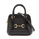 Gucci Calfskin Mini Horsebit 1955 Top Handle Bag Black 640716