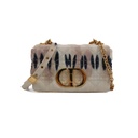 Christian Dior Caro Denim Chain Shoulder Bag White