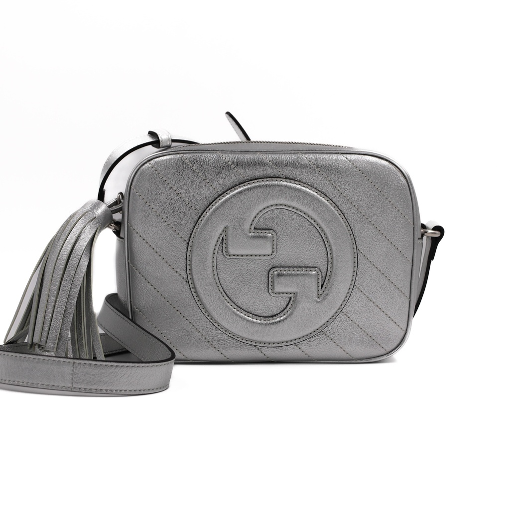 Gucci Blondie Shoulder Bag Leather Silver 742360