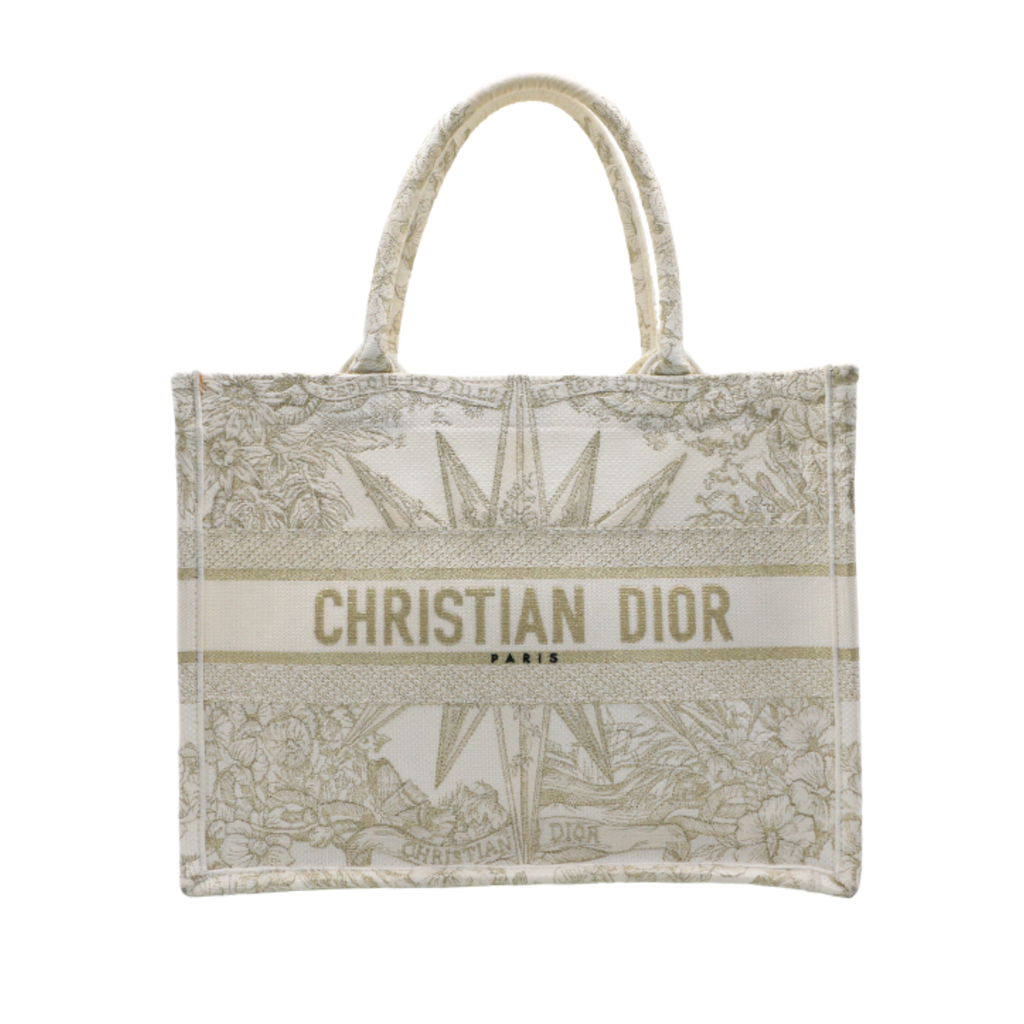 Christian Dior Canvas Embroidered Medium Rêve d'Infini Book Tote Gold