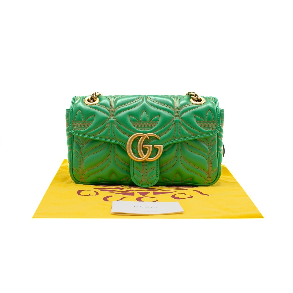 Gucci x Adidas GG Marmont Leather Chain Shoulder Bag Green 443497