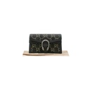 Gucci Jacquard Black Denim GG Monogram Super Mini Dionysus Shoulder Bag Black Ivory
