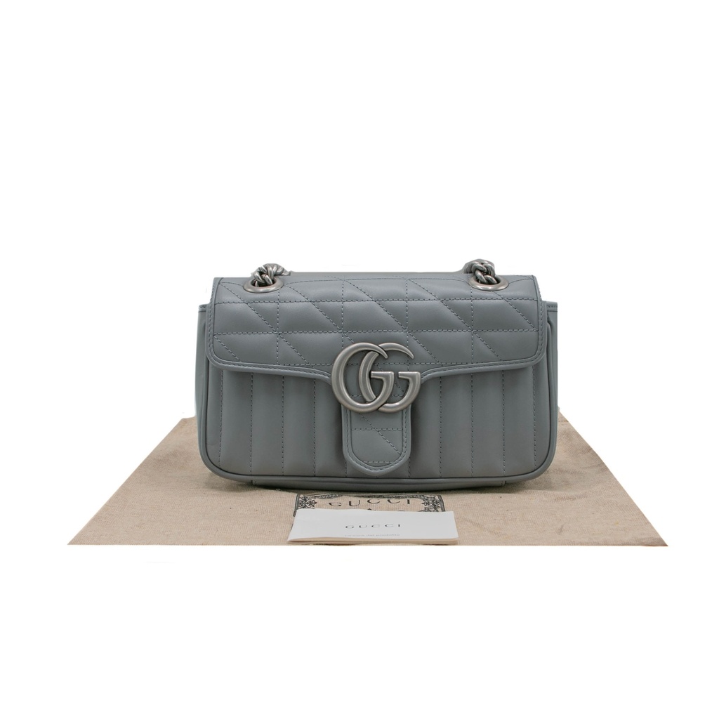 Gucci GG Marmont Matelasse Small Grey Bag 446744