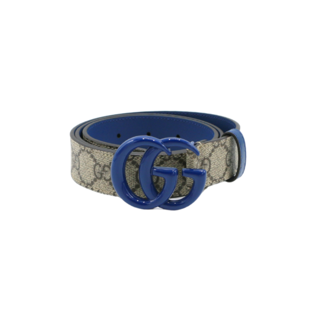 [Gucci-20091] Gucci Blue GG Buckle Supreme Leather 85 34 414516