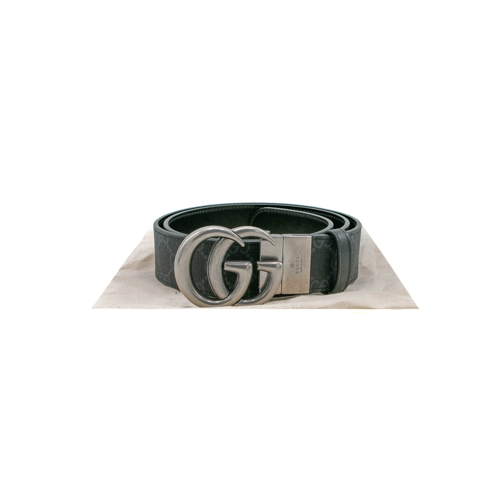 Gucci GG Marmont Black Leather Reversible Belt 627055 In Size 90 