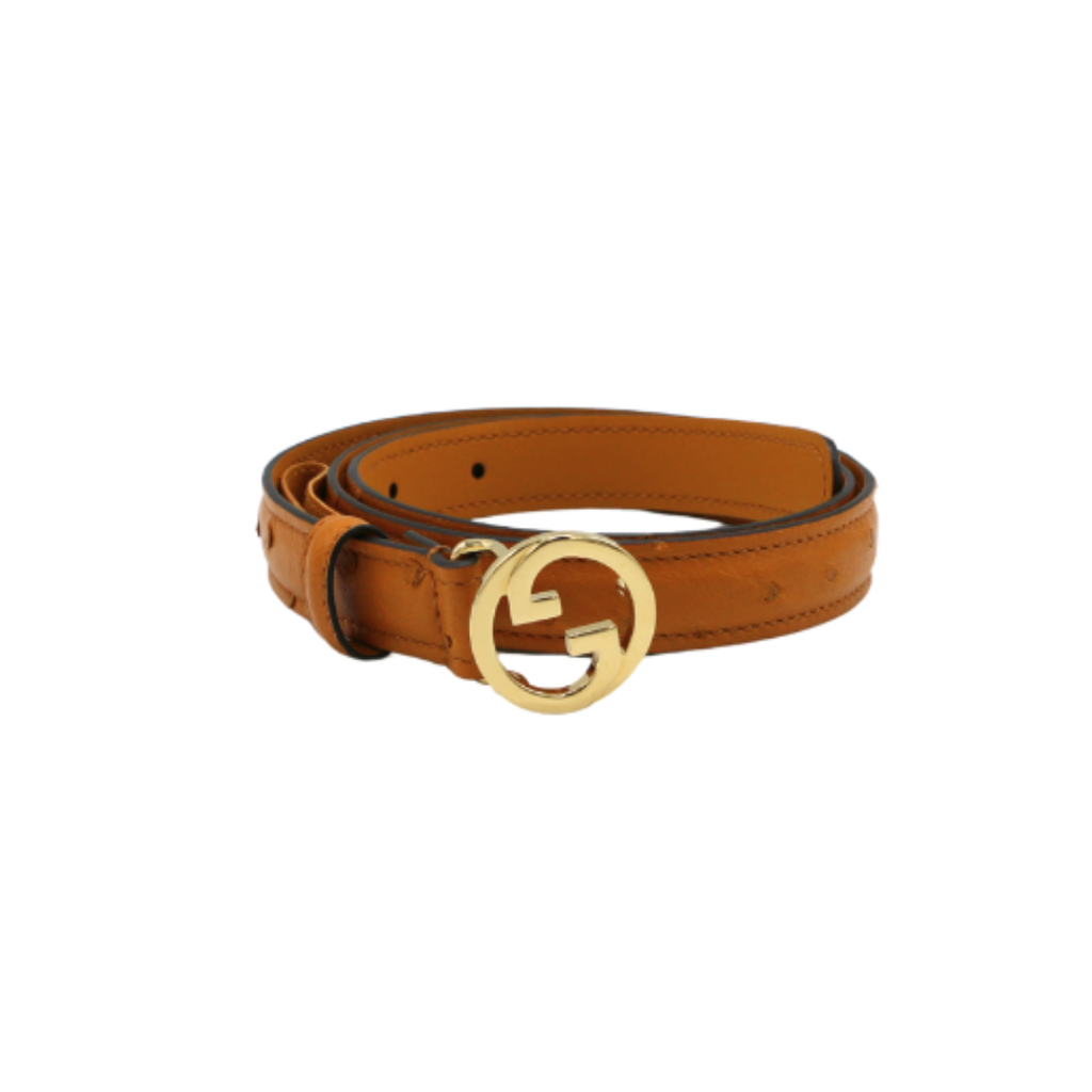 [Gucci-20095] Gucci Ostrich G Buckle Thin Belt 75 30 723073