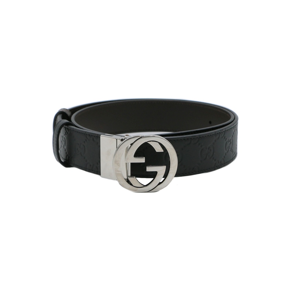 Gucci Reversible Signature Belt Black and Brown 473030 In Size 95 38