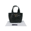 Prada Triangle Quilted Nappa Small Tote Black Leather