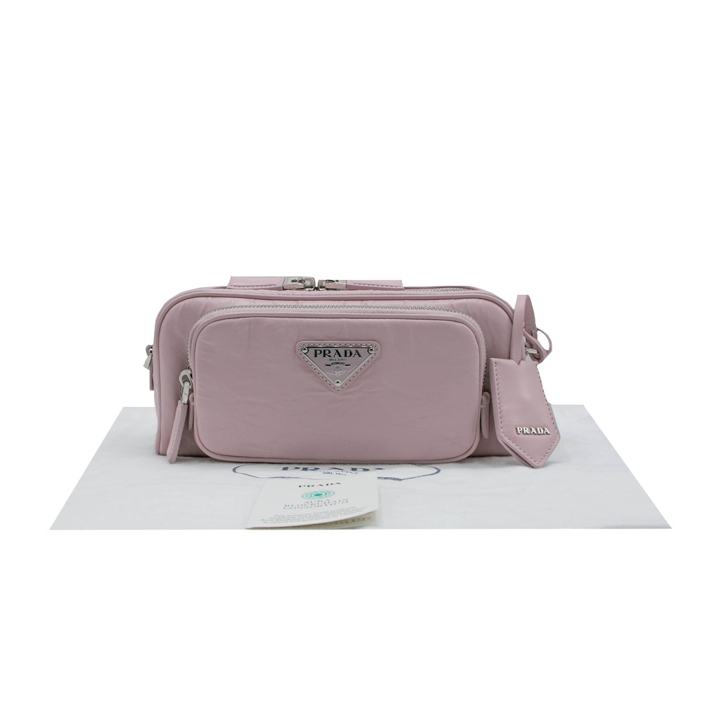Prada Nappa Antique Leather Multi-Pocket Shoulder Bag in Pink