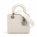Christian Dior My Lady Dior Cannage Leather Handbag White 