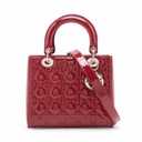 Christian Dior Lady Dior Cannage Patent Leather Medium Handbag Bordeaux