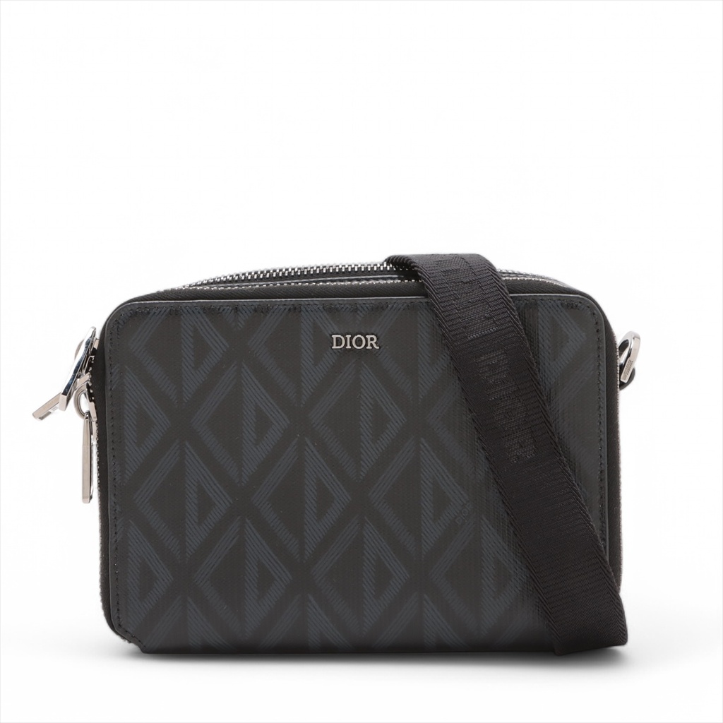 Christian Dior Coated Canvas CD Diamond Messenger Pouch Black